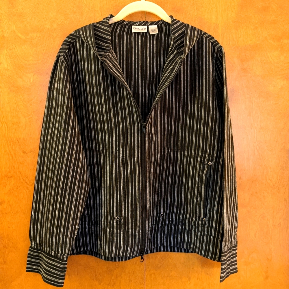 Chico's Black & White Linen Jacket